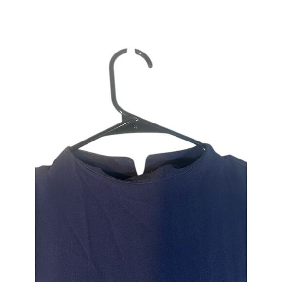 Eileen Fisher Navy Blue Silk Mock Neck Sleeveless Side Slit Blouse Women Sz XS - Picture 4 of 9